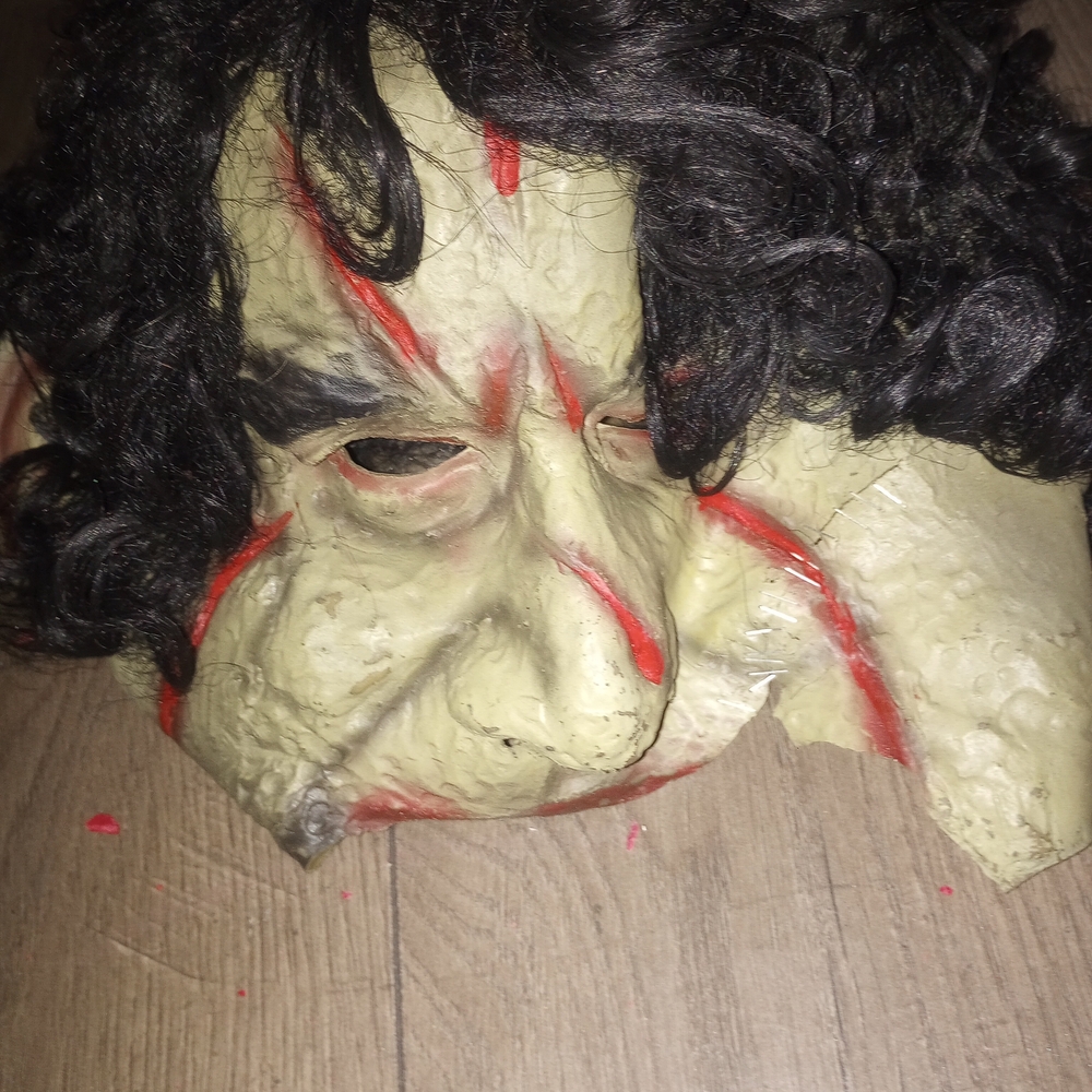 Scary Halloween Mask with Red Accents
